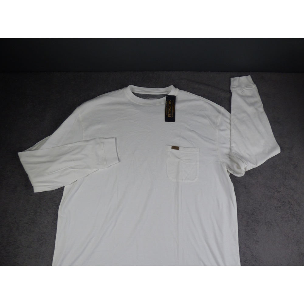 Pendleton Mens XXL White Long Sleeve Pocket T-Shirt Cotton Crewneck NWT